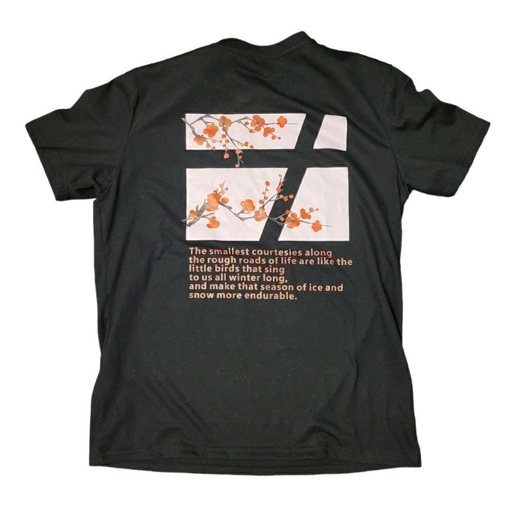 2/$20 Shein Black Sakura Flower Top Tee Tshirt Size: Small